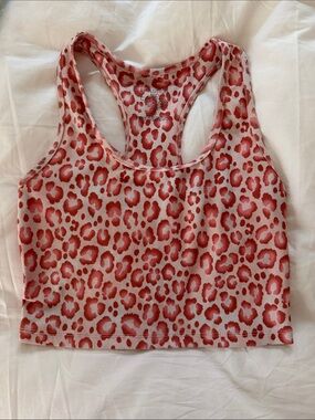 Evolution and Creation Pink and White Leopard Print Racerback Tank Top
